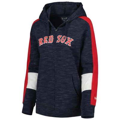 Shop New Era Navy Boston Red Sox Colorblock Full-zip Hoodie