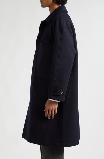 Shop De Bonne Facture Parisian Raglan Sleeve Wool Coat In Navy