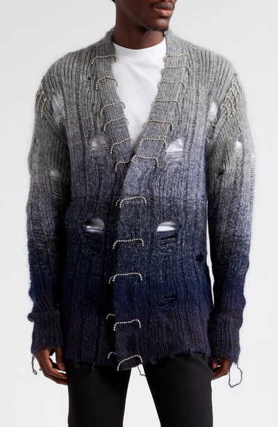 Shop Off-white Punk Dégradé Mohair Cardigan In Light Grey