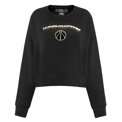 Shop Pro Standard Black Washington Wizards Glam Cropped Pullover Sweatshirt