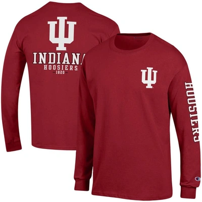Shop Champion Crimson Indiana Hoosiers Team Stack Long Sleeve T-shirt