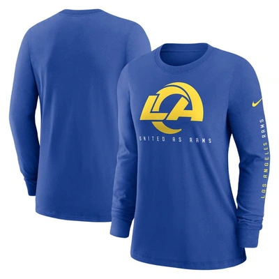 Shop Nike Royal Los Angeles Rams Prime Split Long Sleeve T-shirt
