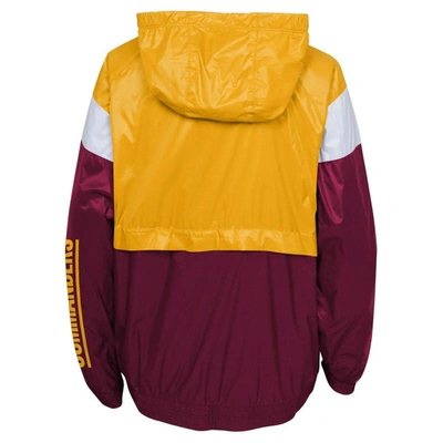 Shop Outerstuff Youth Gold/burgundy Washington Commanders Goal Line Stance Full-zip Hoodie Windbreaker Jacket