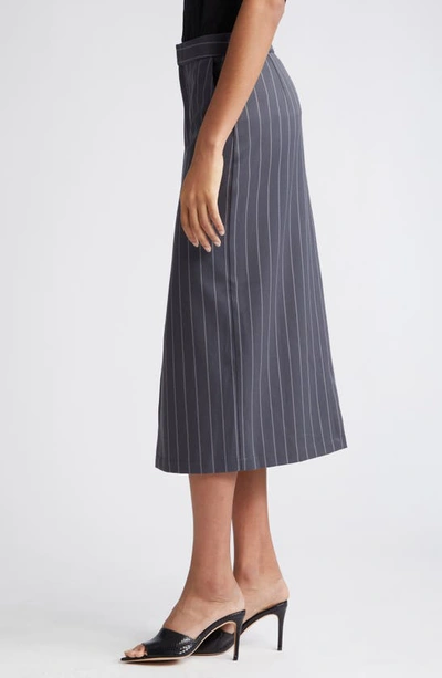 Shop L Agence Madonna Pinstripe Midi Pencil Skirt In Charcoal Pinstripe