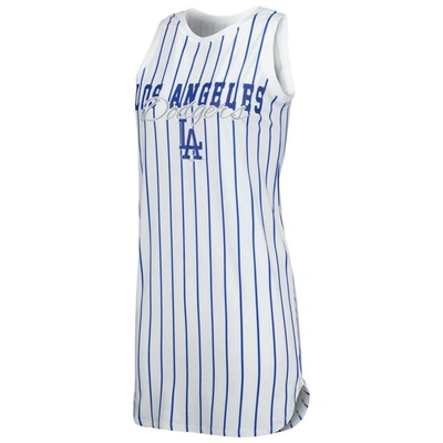 Shop Concepts Sport White Los Angeles Dodgers Reel Pinstripe Knit Sleeveless Nightshirt