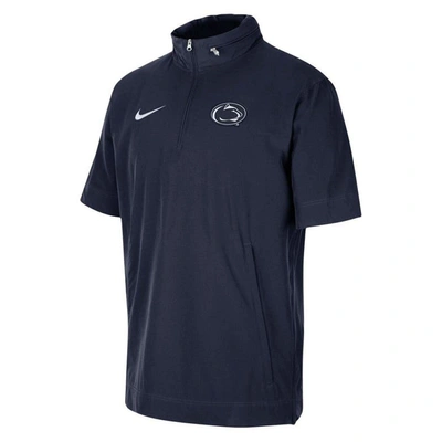 Shop Nike Navy Penn State Nittany Lions Coaches Quarter-zip Short Sleeve Jacket