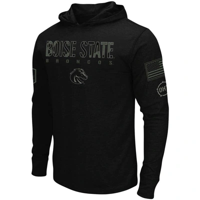 Colosseum Black Boise State Broncos Oht Military Appreciation Hoodie Long Sleeve T-shirt In Black