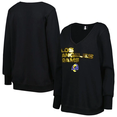 Shop Cuce Black Los Angeles Rams Sequin Logo V-neck Pullover Sweatshirt