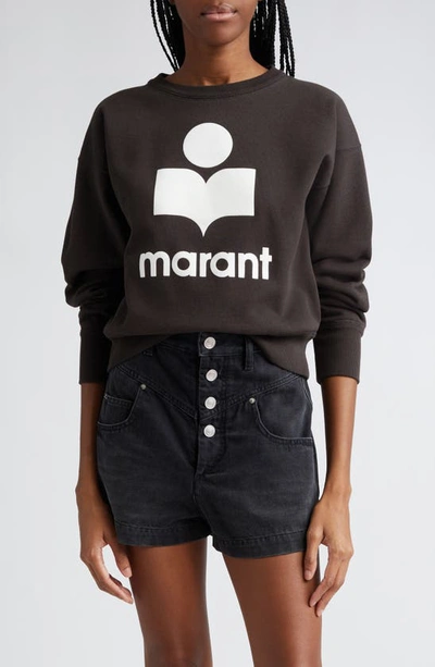 Shop Isabel Marant Étoile Mobyli Logo Cotton Sweatshirt In Faded Black/ Ecru