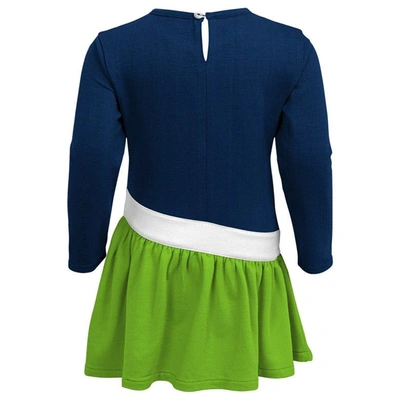 Shop Outerstuff Girls Infant College Navy/neon Green Seattle Seahawks Heart To Heart Jersey Tri-blend Dress