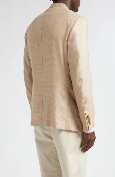 Shop Zegna Microcheck Cashmere & Silk Blazer In Tan