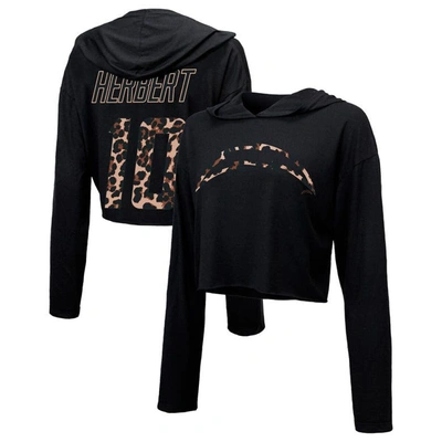 Shop Majestic Threads Justin Herbert Black Los Angeles Chargers Leopard Player Name & Number Long Sleeve