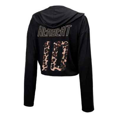 Shop Majestic Threads Justin Herbert Black Los Angeles Chargers Leopard Player Name & Number Long Sleeve