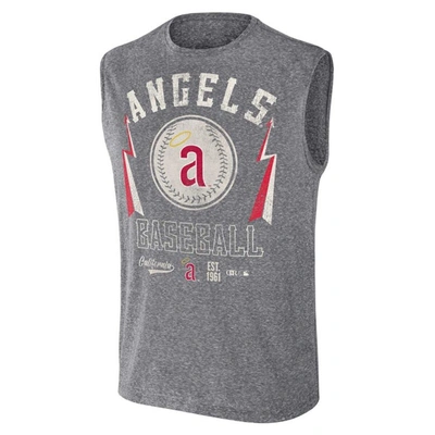 Shop Darius Rucker Collection By Fanatics Charcoal Los Angeles Angels Relaxed-fit Muscle Tank Top