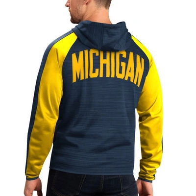 Shop G-iii Sports By Carl Banks Navy Michigan Wolverines Neutral Zone Raglan Full-zip Track Jacket Hoodie
