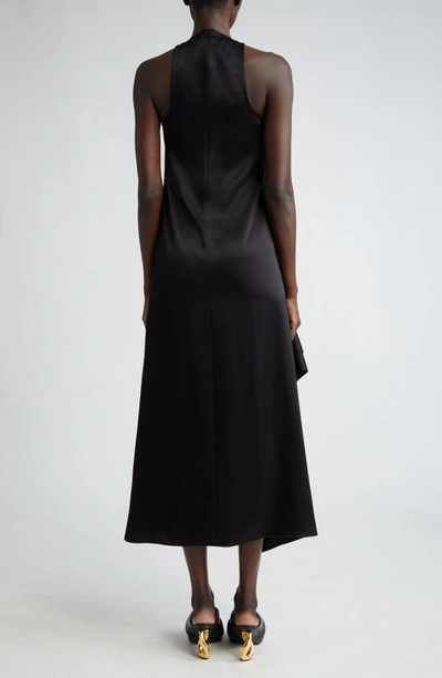 Shop Jw Anderson Draped Sleeveless Satin Dress In Black