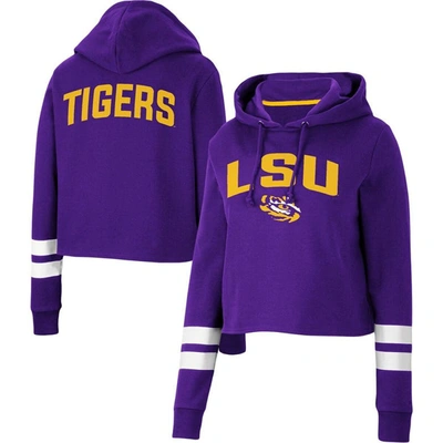 Shop Colosseum Purple Lsu Tigers Throwback Stripe Cropped Pullover Hoodie