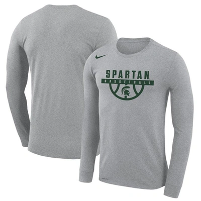 Shop Nike Gray Michigan State Spartans Basketball Drop Legend Long Sleeve Performance T-shirt