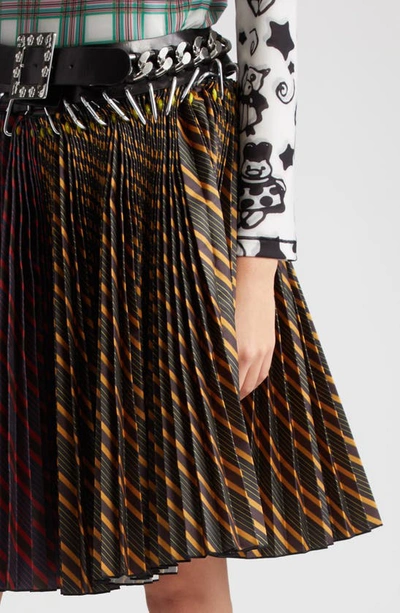 Shop Chopova Lowena Fugen Carabiner Stripe Pleated Skirt In Black Multi