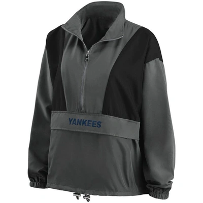 Wear By Erin Andrews Charcoal New York Yankees Packable Half-zip Jacket In Charcoal