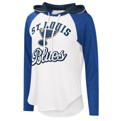 Shop G-iii Sports By Carl Banks White/blue St. Louis Blues Mvp Raglan Lightweight Hooded T-shirt