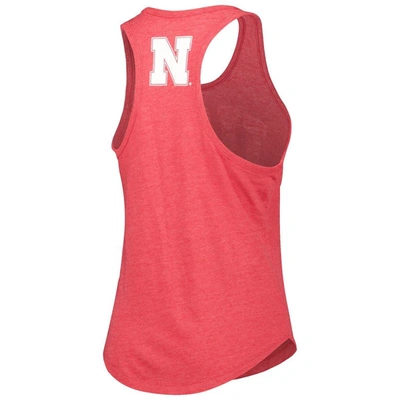 Shop League Collegiate Wear Heather Scarlet Nebraska Huskers Two-hit Intramural Tri-blend Scoop Neck Race