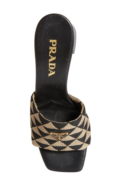Shop Prada Triangle Jacquard Slide Sandal In Nero Corda