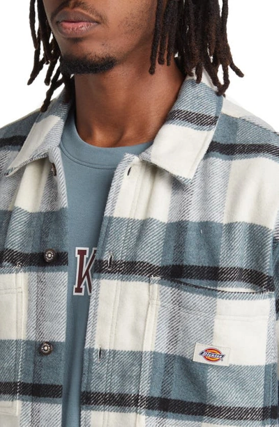 Shop Dickies Coaling Plaid Flannel Button-up Overshirt In Coaling Check Light Base