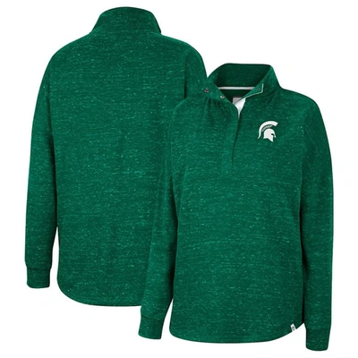 Shop Colosseum Green Michigan State Spartans Natalie Speckled Quarter-snap Top