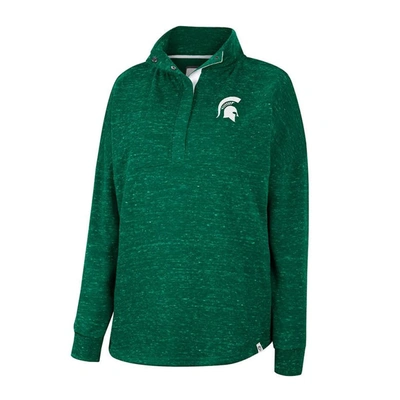 Shop Colosseum Green Michigan State Spartans Natalie Speckled Quarter-snap Top