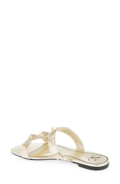 Shop Valentino Roman Stud Slide Sandal In Platino