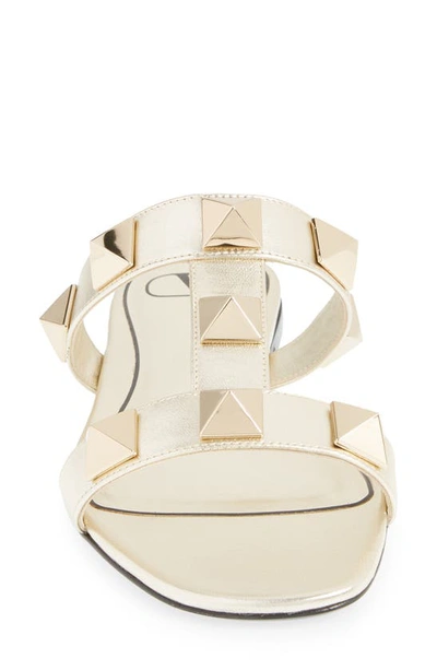 Valentino Roman Stud Slide Sandal In Platino