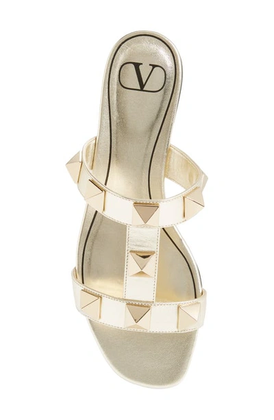 Valentino Roman Stud Slide Sandal In Platino