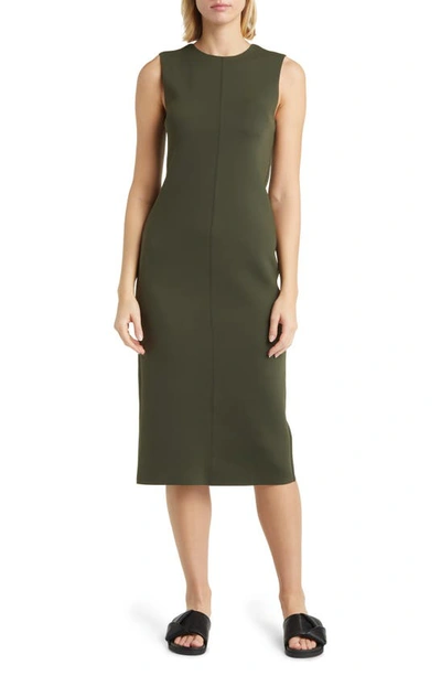 Shop Nordstrom Sleeveless Sculpted Scuba Dress In Olive