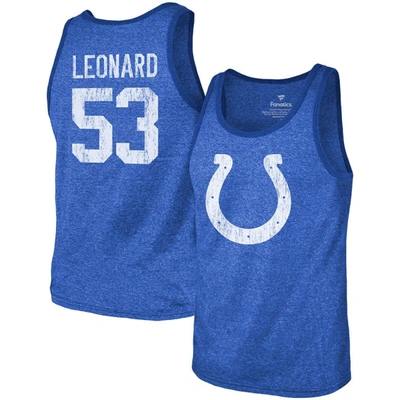 Shop Majestic Fanatics Branded Shaquille Leonard Royal Indianapolis Colts Name & Number Tri-blend Tank Top