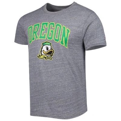 Shop League Collegiate Wear Heather Gray Oregon Ducks 1965 Arch Victory Falls Tri-blend T-shirt