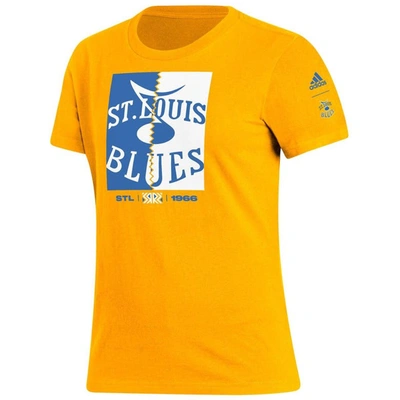 Shop Adidas Originals Adidas Gold St. Louis Blues Reverse Retro 2.0 Playmaker T-shirt
