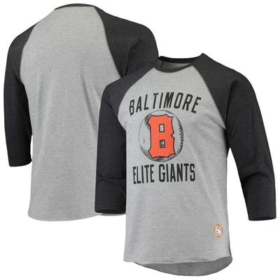 Shop Stitches Heathered Gray/black Baltimore Elite Giants Negro League Wordmark Raglan 3/4-sleeve T-shirt In Heather Gray