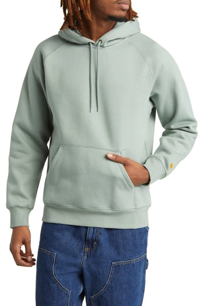 Shop Carhartt Work In Progress Chase Cotton Blend Hoodie In Glassy Teal / Gold