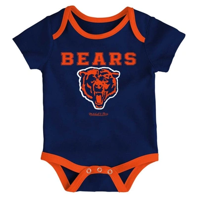 Shop Mitchell & Ness Newborn & Infant  Navy/orange Chicago Bears Throwback Bodysuit Bib & Booties Set