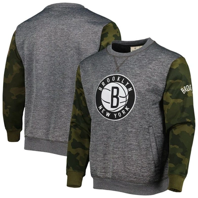 Shop Fanatics Branded Heather Charcoal Brooklyn Nets Camo Stitched Sweatshirt