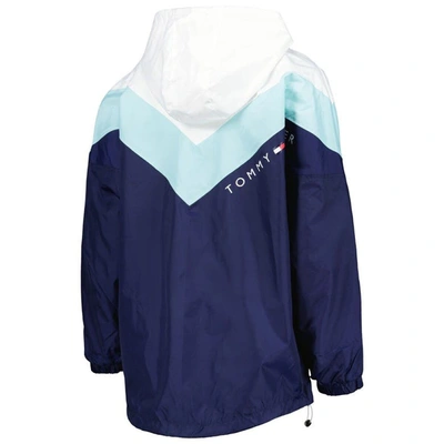 Shop Tommy Hilfiger Blue/deep Sea Blue Seattle Kraken Staci Half-zip Windbreaker Jacket In Navy