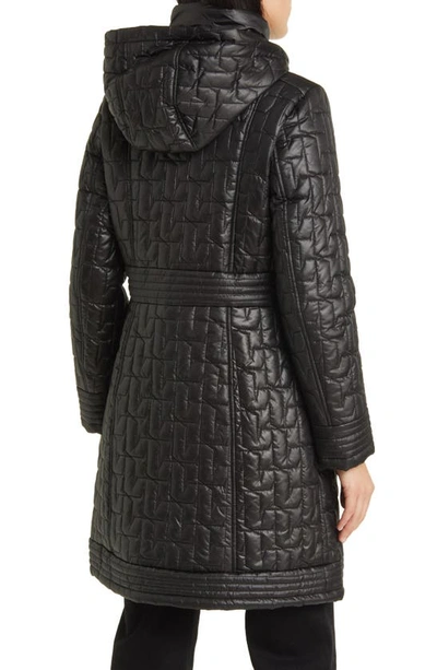 Shop Via Spiga Quilted Hooded Coat In Black