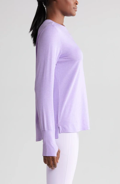 Shop Zella Liana Restore Soft Lite Long Sleeve T-shirt In Purple Secret