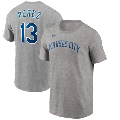 Shop Nike Salvador Perez Gray Kansas City Royals Name & Number T-shirt