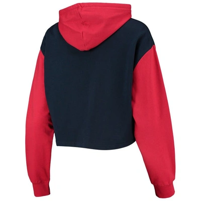 Shop Foco Navy/red Cleveland Guardians Color-block Pullover Hoodie & Shorts Lounge Set