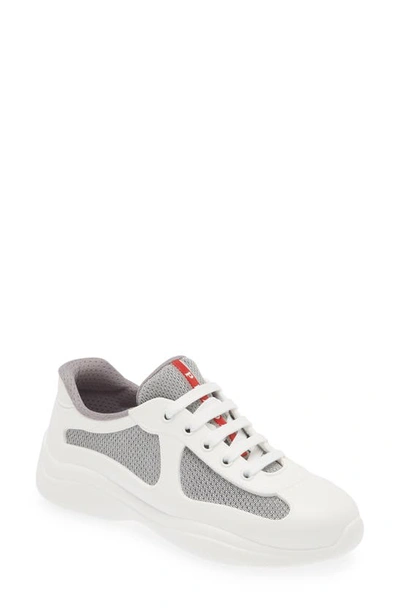 Shop Prada America's Cup Sneaker In White/ Grey