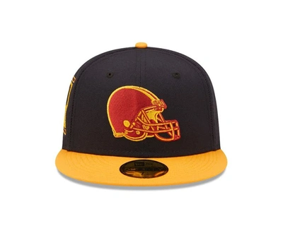 Shop New Era Navy/gold Cleveland Browns 60th Anniversary 59fifty Fitted Hat