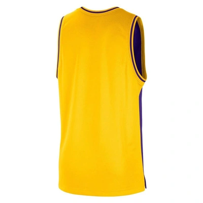 Shop Nike Purple/gold Los Angeles Lakers Courtside Versus Force Split Dna Performance Mesh Tank Top