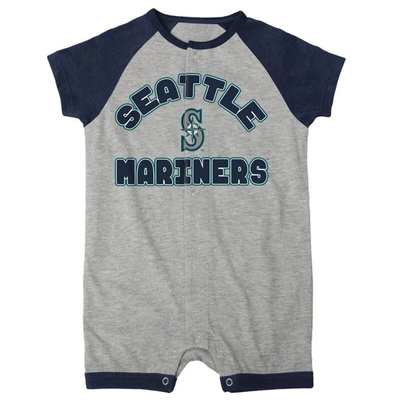 Shop Outerstuff Infant  Heather Gray Seattle Mariners Extra Base Hit Raglan Full-snap Romper
